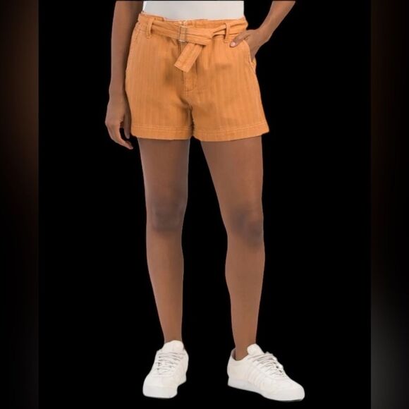 Kut from the Kloth Justine Belted Shorts high waist  NWT Size 8 - Burnt Orange - Picture 2 of 9